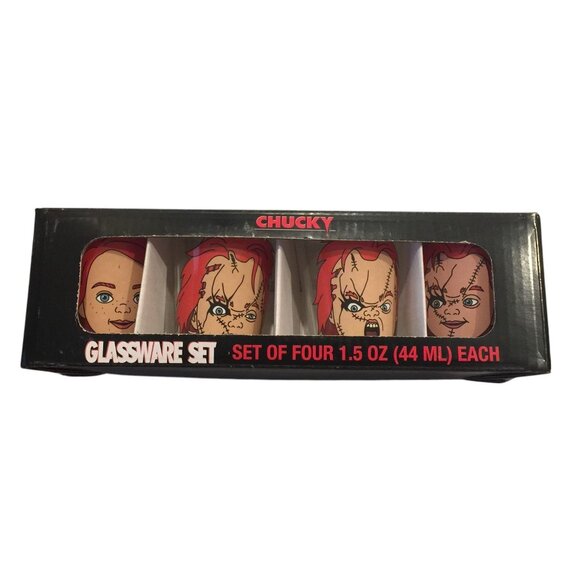 CHUCKY Faces Set of 4 Mini Glassware Set 1.5oz Universal City Studios - Picture 1 of 2